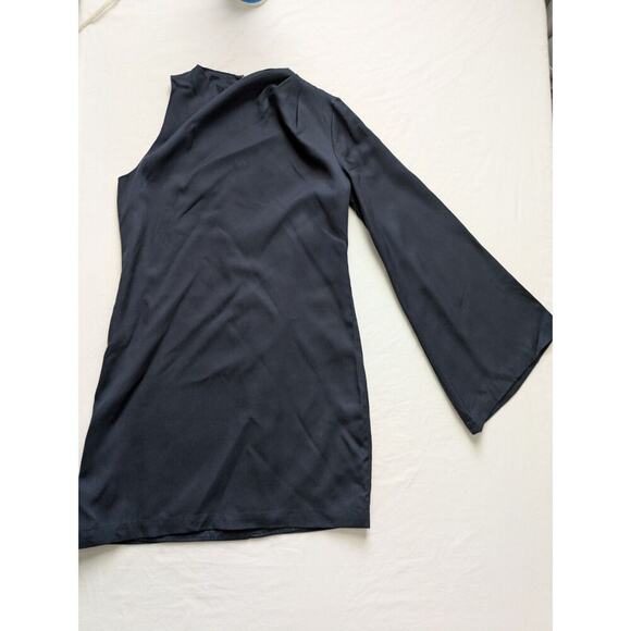 DO+BE Dress Womens Medium Asymmetrical Lined One Shoulder Drape Sleeve‎ Mini - Picture 3 of 10